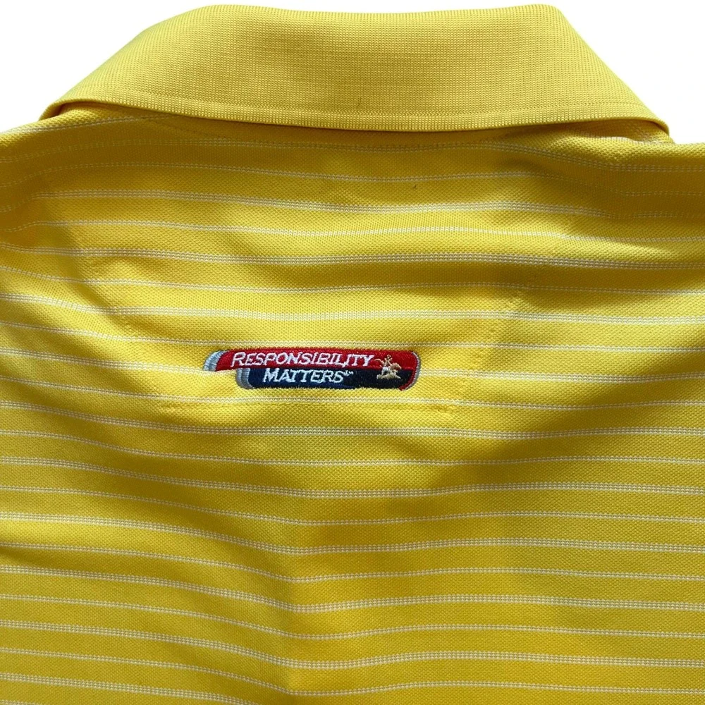 Nike Golf Mens XL Yellow Striped Polo Shirt‎ Michelob Ultra Logo Nike Fit Dry